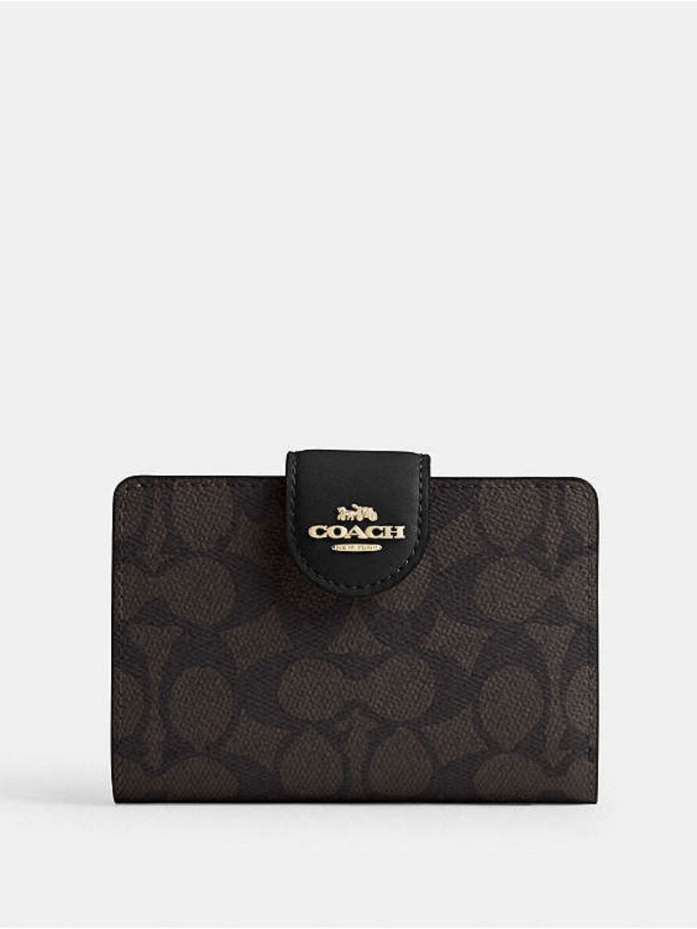 COACH Medium Corner Zip Wallet in Brown Signature